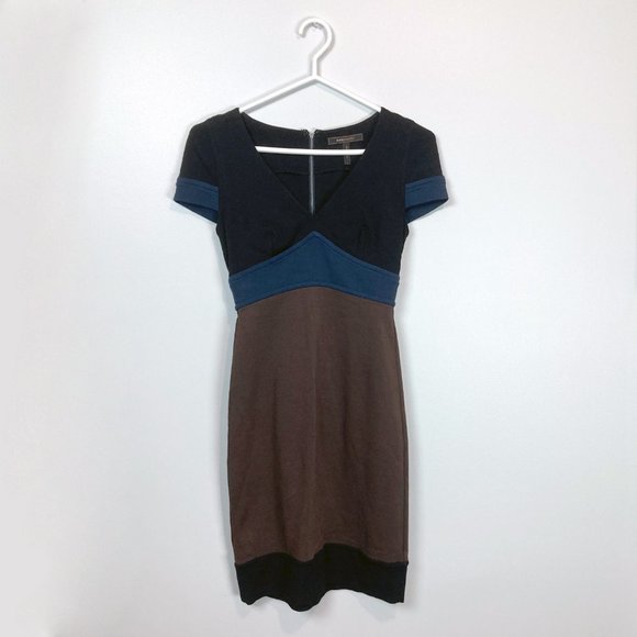 BCBG MaxAzria Short Sleeve Color Block Bodycon Dress, sz 0 - Picture 3 of 6